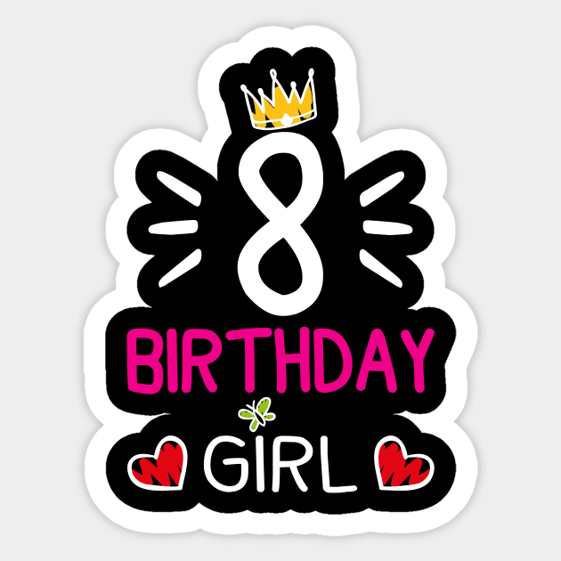 Kids 8th Birthday Girl Crown Princess Sticker by printedartings